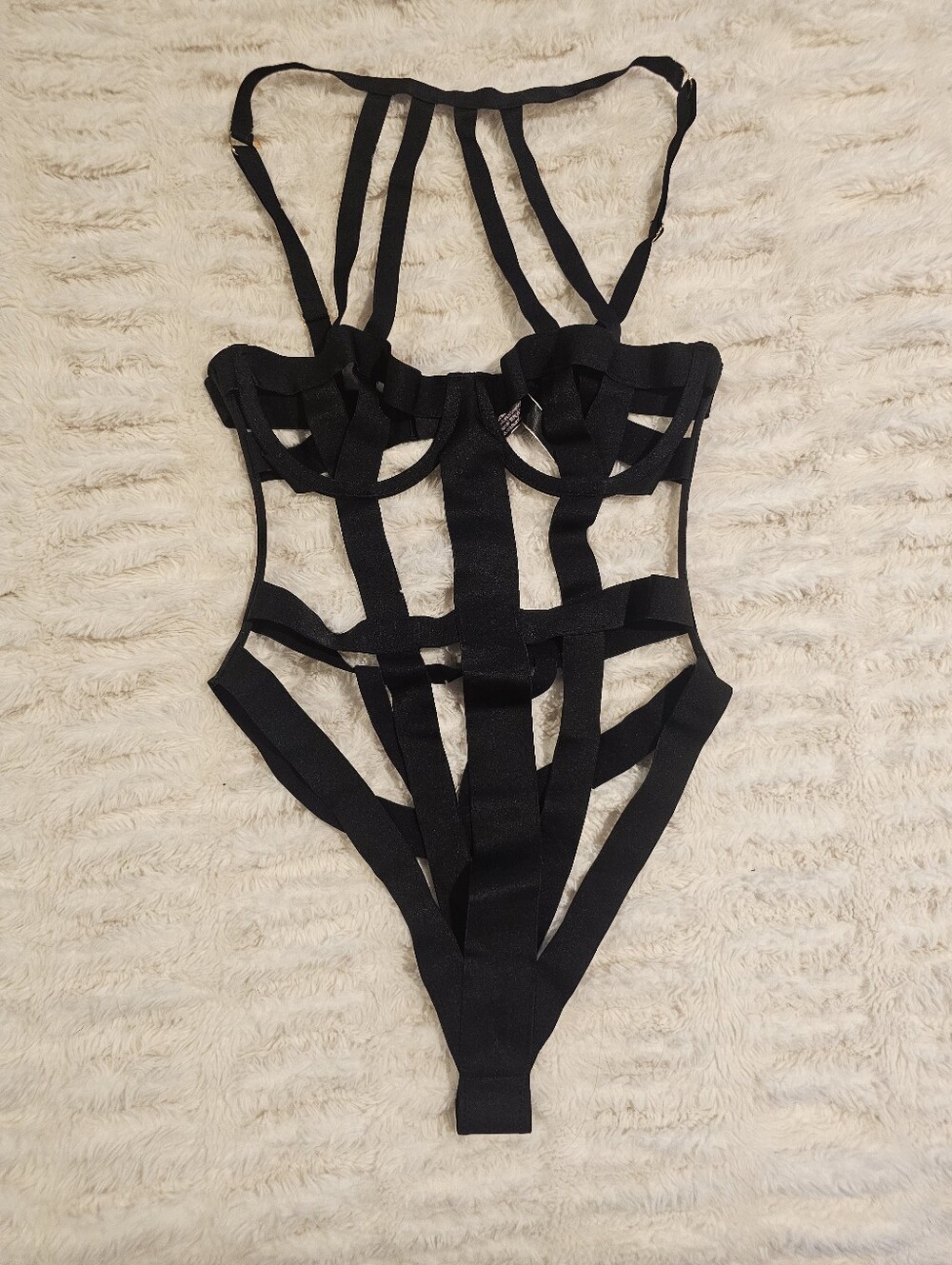 Victoria's Secret Black Bondage Teddy Small